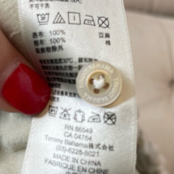 AC:  Relax Tommy Bahamma Beige Linen Ruffle Mini Skirt 19” Size 10 - Picture 6 of 10